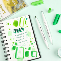 Kmay Lot de 6 stylos à base d'eau à K-687 double pointe Fineliner Pinceau à encre et pointes fines pour notes