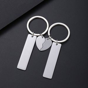 Factory Stainless Steel Fashionable Metal Keychain Heart Carving Laser Color Printing Blank Material Suitable for <b>Couples</b> to Use - Product Image 3