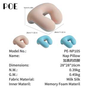 Oreiller de sieste pour dormeurs latéraux, en mousse à mémoire de forme matelassée, pour le cou, compact, portable, ergonomique, lavable - Product Image 5