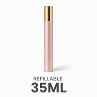 Flacon de parfum vide en verre 35 ml avec bouchon argenté, flacon pulvérisateur cylindrique fin bleu foncé rechargeable, vente en gros, emballage personnalisé avec logo