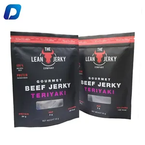 Custom Printed High Quality Food Grade Smell Proof Stand Up Zipper Beef Jerky Bags