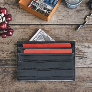 Tarjetero Ultrafino de PU con Grabado de Piel de Cocodrilo, para Tarjetas de Crédito y de Visita, Sin Cierre - Product Image 3