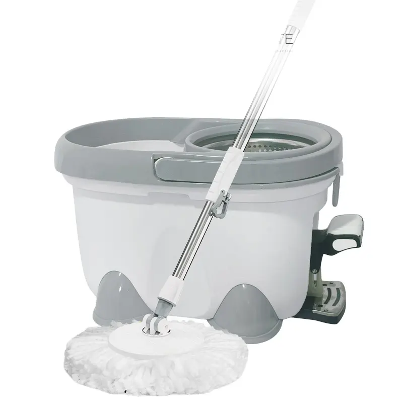 Esfregões giratórios mágicos Easy Spin 360 para limpeza doméstica, balde único com filtragem de água transparente e suja