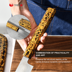 Luxe Laque D'or Art Manche En Bois Sharp En Acier Au Carbone Japonais Sushi Poisson Sakimura Sashimi Couteau avec Gaine En Bois - Product Image 3