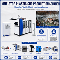 Machine de fabrication de gobelets jetables entièrement automatique d'occasion en PP, PS, PET, PVC, thermoformage pour gobelets à café, thé, jus, eau, certifiée CE, avec moteur