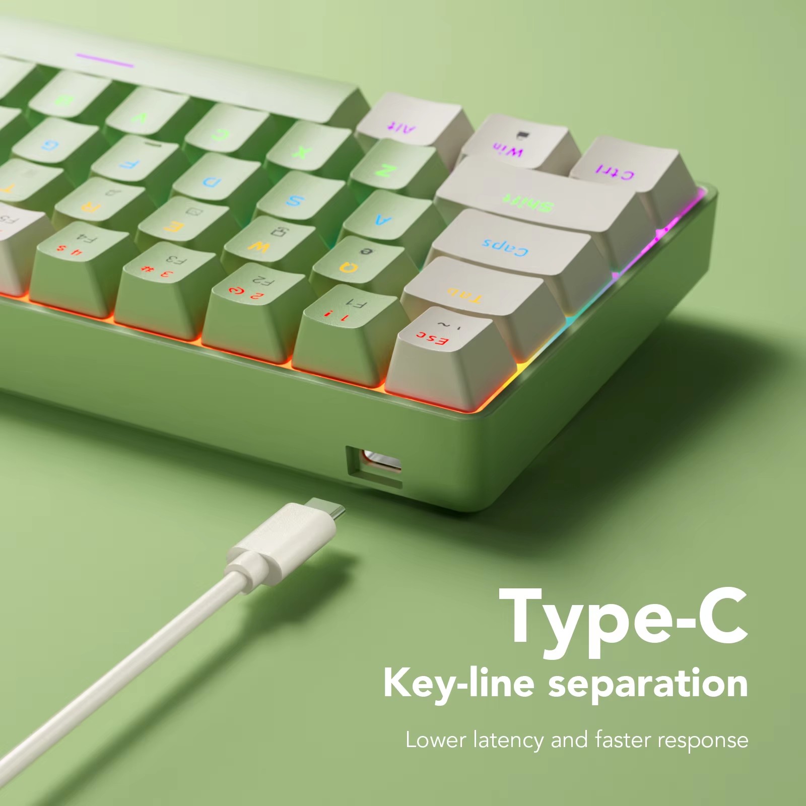 SUNSONNY N-J6PRO 68-Key Wired Mechanical Keyboard - Multicolor LED