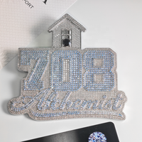 Pendentif personnalisé Hip Hop en argent massif 925 avec moissanite noire et aigue-marine, chiffres et lettres, 3,5 pouces, pour hommes, avec chaînes cubaines de 16 mm