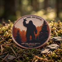 Pièces de monnaie en cuivre 999, souvenirs originaux, double face, en cuivre pur 999, logo Bigfoot Sasquatch en spray couleur 3D, 1 once