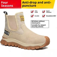 Botas de Seguridad para Hombre, Zapatos de Trabajo para Soldador, con Puntera de Acero Anti-Impactos, de Cuero, Anti-Pinchazos, de Caña Alta