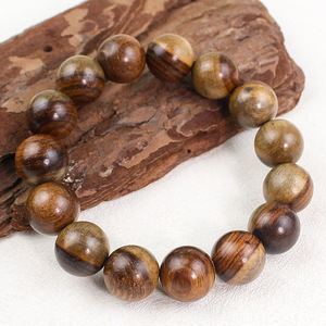 Natural Black Rosewood Yin Yang Wood <b>Bracelet</b> 15mm Unisex Chinese Style Jewelry - Product Image 3