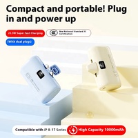 Mini banco de energía de cápsula 2 en 1, 10000mAh, W 22,5, pantalla LED, Cables integrados, cargador portátil de batería de emergencia con cuerda colgante