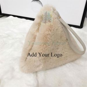 Stylish Plush Rabbit Fur Triangle Handbag for Fashion <strong>Lovers</strong> - Product Image 2