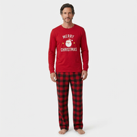 Ensemble de pyjamas de Noël assortis pour la famille, chemise à imprimé Père Noël rouge, pantalon à carreaux vert Buffalo, vêtements de nuit pour enfants et adultes