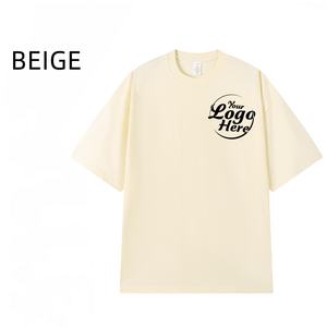 Camiseta de cuello redondo de algodón peinado de alta calidad de 230G, Camiseta holgada con logotipo personalizado y bordado para hombre - Product Image 3