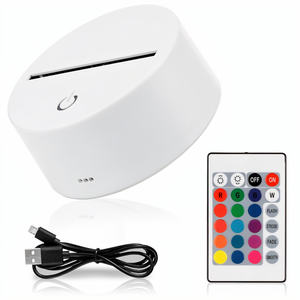 Lampe de chevet à LED 3D à illusion d'optique avec base tactile intelligente, 16 couleurs réglables avec télécommande, support pour décoration en <span class=keywords><strong>verre</strong></span> acrylique - Product Image 3