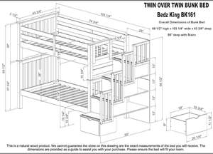 Многофункциональные двухъярусные кровати, двухместная деревянная детская кровать с лестницей для хранения с выдвижными ящиками в ступеньках, каркас кровати из массивной сосны - Product Image 3