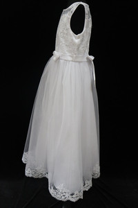 <span class=keywords><strong>Vestido</strong></span> de Niña de las Flores para Comunión, D31161, Blanco, con Lentejuelas Bordadas sobre <span class=keywords><strong>Tul</strong></span>, para Banquete de Boda - Product Image 6