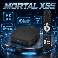 Boîtier TV Mortal X5S 64 Go Android 14 Quad Core, Streaming Intelligent 4K 60fps, WiFi Double Bande, Ethernet 100 Mbps – Vente Directe Usine