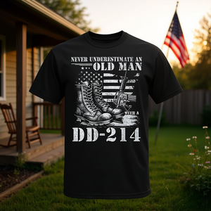 Nunca subestimes a un anciano con una camiseta Dd-214, regalo para veteranos militares - Product Image 3