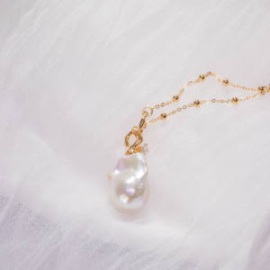 Baroque Freshwater Pearl <b>Pendant</b> Necklace 18K Gold Plated Beaded <b>Chain</b> Necklace <b>for</b> Women Trendy Minimalist Jewelry Party Gift - Product Image 3