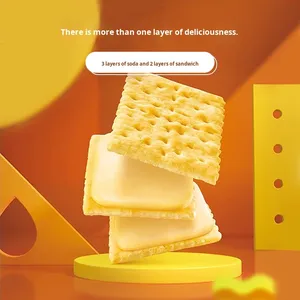 Biscuits sandwich soda 3+2, 125g, sucre, 24 paquets, salés, croustillants, faible teneur en matières grasses, épices, herbes, collations pour enfants, processus de roulage, en vrac - Product Image 3