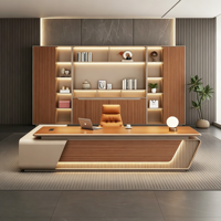Bureau de direction moderne en forme de L, table de travail en bois avec rangement pour le bureau du patron, mobilier de bureau