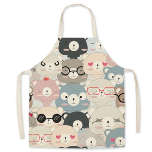 Tablier de dessin animé Tablier de cuisine parent-enfant résistant à l'huile Sangle de cou réglable Tablier de cou suspendu sans manches pour adulte - Product Image 3