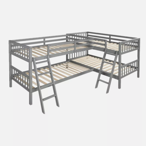 Litera doble en forma de L para <span class=keywords><strong>4</strong></span> niños y adolescentes, muebles para el hogar - Product Image 1
