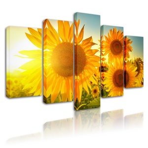 Peinture sur toile avec <span class=keywords><strong>fleurs</strong></span> de soleil et de fleur, Art mural floral, imprimés, décoration de la maison, tableau mural pour salon et chambre à coucher, 5 panneaux - Product Image 4
