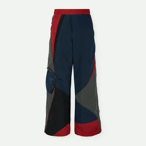 Two Toned Warm Up Sportswear Pants Custom Logo Polyester Lining Lightweight Nylon Jogging Windbreaker Track Pants For Men