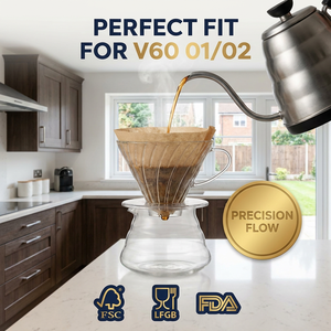 [8X Profit] Carta Filtro Caffè <span class=keywords><strong>V60</strong></span> Misura 01/02, Polpa Grezza Naturale Non Sbiancata per Caffè Pour Over, Senza PFAS, Pronto per FBA UK - Product Image 2