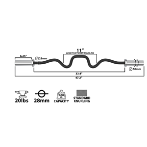 Cerakote-<span class=keywords><strong>Barra</strong></span> <span class=keywords><strong>de</strong></span> rizos para bíceps y extensiones <span class=keywords><strong>de</strong></span> tríceps, color Super <span class=keywords><strong>Curl</strong></span>, 47 pulgadas - Product Image 6