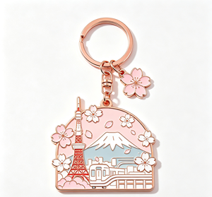 พวงกุญแจโลหะเคลือบลายดอกซากุระ ของที่ระลึก - Product Image 4