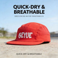Casquettes de camping en gros, vierges, personnalisables avec logo, en polyester ripstop, panneaux latéraux en maille, non structurées, profil bas, unisexe, rouge, fournisseur