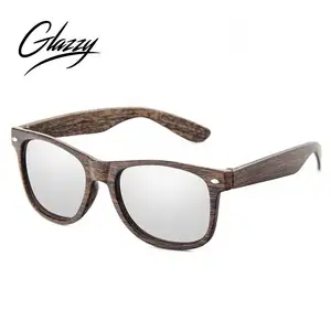 Glazzy Handmade PC Wood Bamboo Sunglasses Retro Outdoor Wholesale Custom Sunglasses Wooden Shades Sunglasses