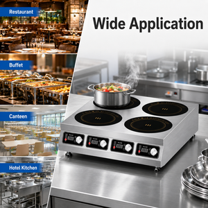 Cocina de Inducción Comercial de Alta Eficiencia con Cuatro Quemadores, Estufa de Mesa de Acero Inoxidable para Restaurante - Product Image 6