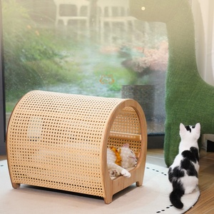 Vente en gros d'usine Tunnel classique moderne en bois massif Lit pour chat <span class=keywords><strong>Cachette</strong></span> de <span class=keywords><strong>maison</strong></span> Rectangle Cage pour animaux de compagnie Design haut de gamme sans danger pour les animaux de compagnie - Product Image 5