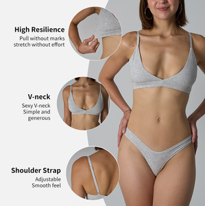 Soutien-gorge court en jersey de coton et élasthanne Sk1233, col en V, avec bretelles réglables pour femmes, avec logo personnalisé, article très vendu - Product Image 6