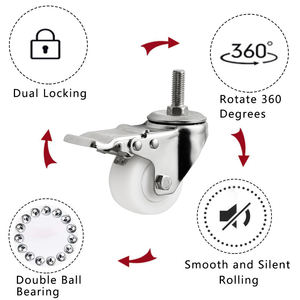 Nylon-Hartrollen mit Vollverriegelung, Verstärkte Bodenplatte, 1,5 Zoll <span class=keywords><strong>2</strong></span> Zoll Edelstahl-Polyamid-PA-Lenkrollen - Product Image 4