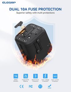 ELEGRP US EU UK Multi-Steckdosen <span class=keywords><strong>adapter</strong></span> Internat ionaler Steckdosen konverter Universal-Reise <span class=keywords><strong>adapter</strong></span> mit USB-C-Anschluss - Product Image 2