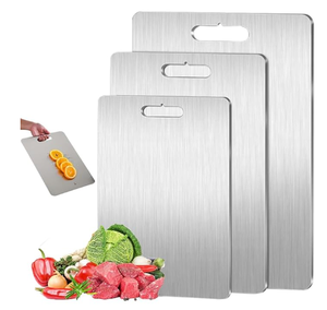 304 tagliere da cucina antiaderente in acciaio inossidabile, igienico e resistente, a doppia faccia per carne, verdure, frutta lavabile in lavastoviglie - Product Image 4