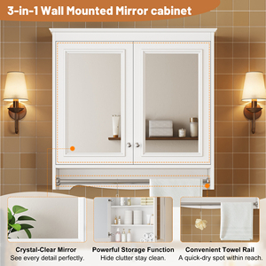 Gabinete de Baño con Espejo 3 en 1 de 30 Pulgadas, Montado en la Pared, con Estantes Ajustables, Puertas con Cierre Suave, Alta Definición - Product Image 6