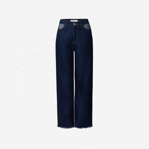 <span class=keywords><strong>Taille</strong></span> <span class=keywords><strong>haute</strong></span> cloche bas femmes jeans bleu deux tons botte coupe flare jeans - Product Image 6