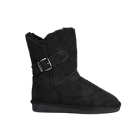 Sepatu Bot Salju Wanita Berkualitas Tinggi Grosir YUMMYSNOW Desainer Fashion Bahan Atas Microfiber Bulu Imitasi Setengah Betis Sol Tengah Nyaman dan Hangat