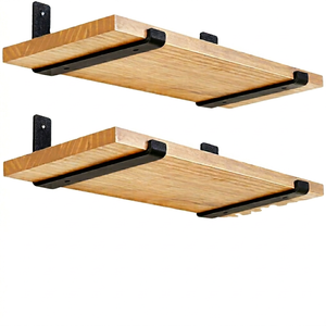 Estante de pared de madera rectangular de doble nivel, estante de almacenamiento minimalista para sala de estar, estanterías para libros, diseño duradero - Product Image 1