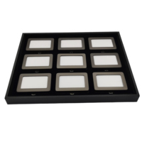 Coffret à couvercle laqué noir avec bouton-pression, boîte métallique multi-plateaux en MDF et cuir PU pour rangement de pierres précieuses et présentation de bijoux