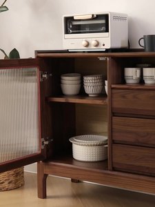 Nordic living room White Oak <span class=keywords><strong>Cherry</strong></span> Wood Storage Home Dining sideboard Nordic Gỗ Óc Chó đen Bắc Mỹ Tủ trà gỗ rắn phòng khách - Product Image 2