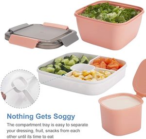 Boîte à lunch pour micro-ondes avec compartiments, grande capacité, adaptée aux étudiants, fermeture à pression sur quatre côtés, écologique, en PP - Product Image 3