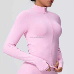 Conjunto Deportivo de 2 Piezas para Mujer, Ropa Deportiva sin Costuras para Otoño e Invierno, Top Deportivo Informal para Yoga, Correr, Chaquetas Deportivas con Logotipo Frontal - Product Image 4