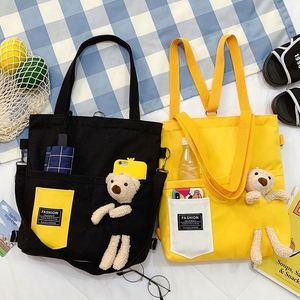 Wholesale New Design Cartoon Bear Cotton Canvas Tote Bag Custom Printed Logo for Shopping - Product Image 3
